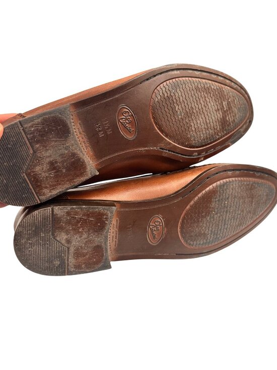 Oleg Cassini 11.5 Genuine Leather Tassel Loafers Woven Design Slip-On Style Brow main image 8